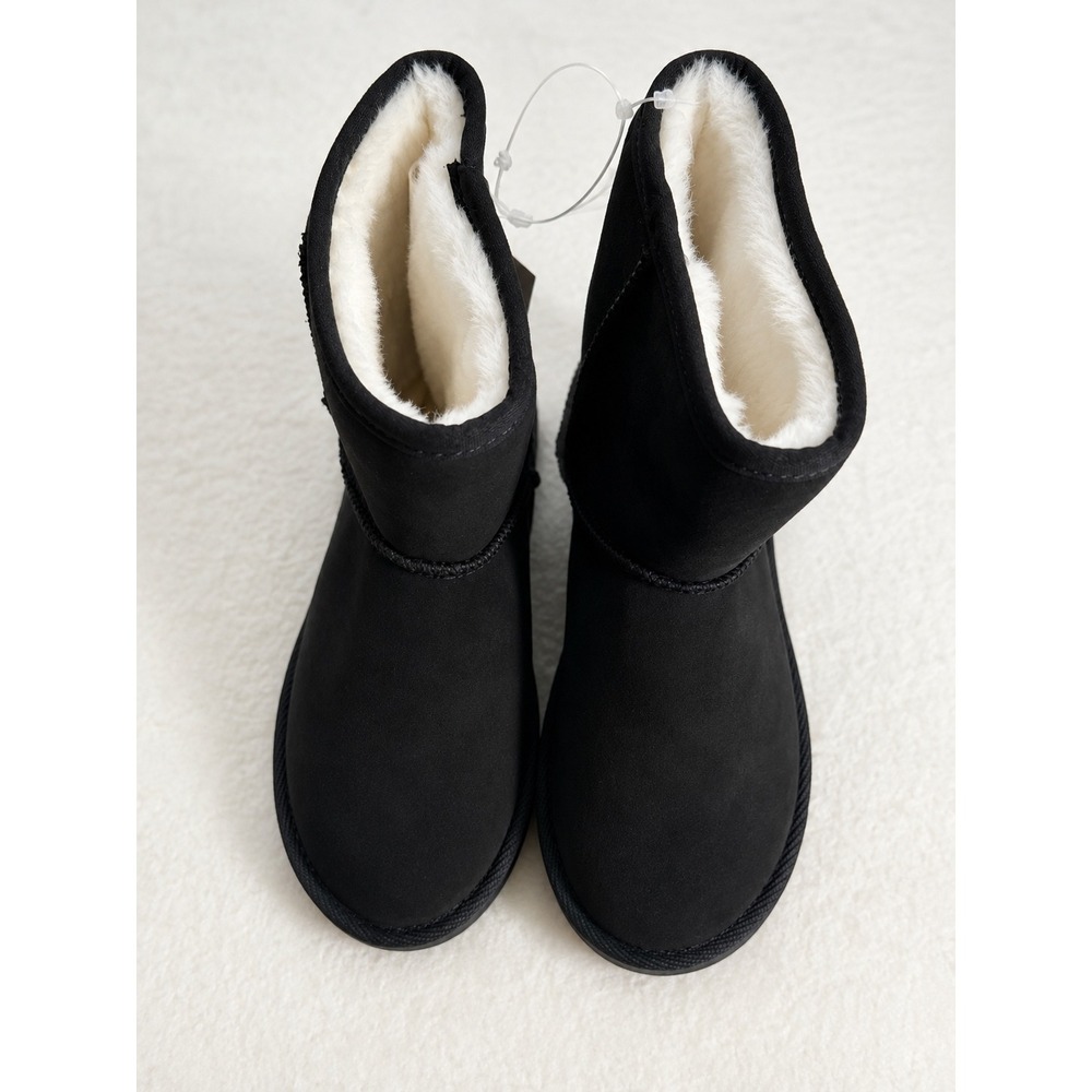 Old Navy Kids Black Faux Suede Faux Fur Lined Winter Boots Size 7 NEW - Picture 1 of 4